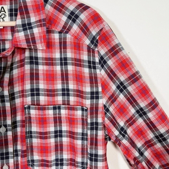 Aritzia Womens Medium Tna Boyfriend Plaid  Shirt - Picture 5 of 13